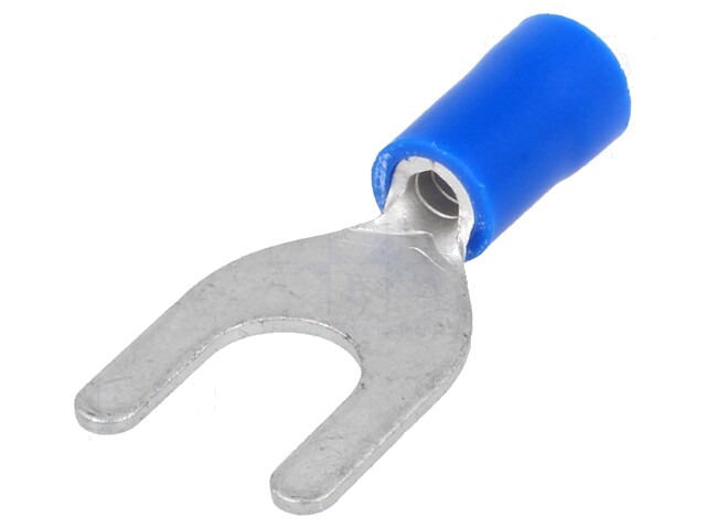 Uiteinde: vork; M6; Ø: 6,4mm; 1,5÷2,5mm2; klemmen; voor draad; blauw Uiteinde: vork; M6; Ø: 6,4mm; 1,5÷2,5mm2; klemmen; voor draad; blauw